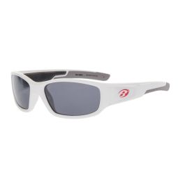 Barz Optics Sunglasses The Grom Kids AC Pol  - Gloss White Frame / Grey Lense