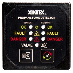 Xintex Propane Fume Detector & Alarm w/2 Plastic Sensors & Solenoid Valve - Square Black Bezel Displ