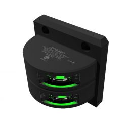 Lopolight Side Lights - Vertical Mount 112.5° 2nm Green, Double (Black Housing)