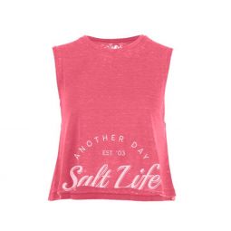 Salt Life Escape Sunburnt Crop Muscle Tank - Hibiscus