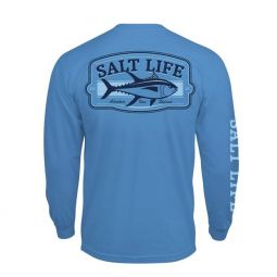 Salt Life Adventure Seas Long Sleeve Pocket Tee - Chambray