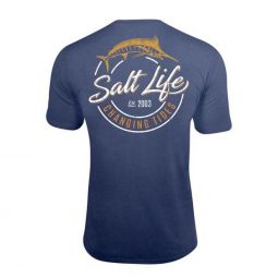 Salt Life Changing Tides Performance Pocket Tee - Baltic Blue Heather