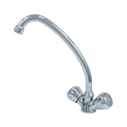 Scandvik Faucets - Galley Mixer w/ High-Reach Swivel Spout - Standard Knob