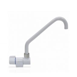 Scandvik Faucets - Folding Cold Water Tap w/ High Reach Swivel & Spout - White Powder Coat