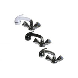 Scandvik Faucets - Combo Fixtures Standard Euro Handle - White Handle 5' Chrome Flex Hose