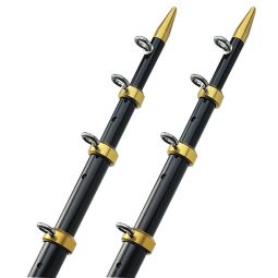 TACO Marine Black w/Gold Rings & Tips 15' Telescopic Outrigger Poles HD 1-1/2