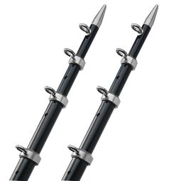 TACO Marine Black w/Silver Rings & Tips 15' Telescopic Outrigger Poles HD 1-1/2