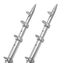 TACO Marine Silver w/Silver Rings & Tips 15' Telescopic Outrigger Poles HD 1-1/2