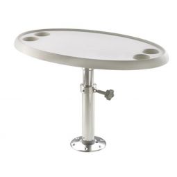 Vetus Oval Table, 76 x 45 cm, Adjustable & Removable Pedestal and base plate, Height 68 cm