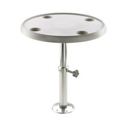 Vetus Round table, 60 cm dia, Adjustable Pedestal and Base Plate, height 50 - 70 cm