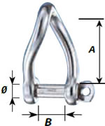 Diagram of Wichard Self-Locking Twisted Shackle Dimensions