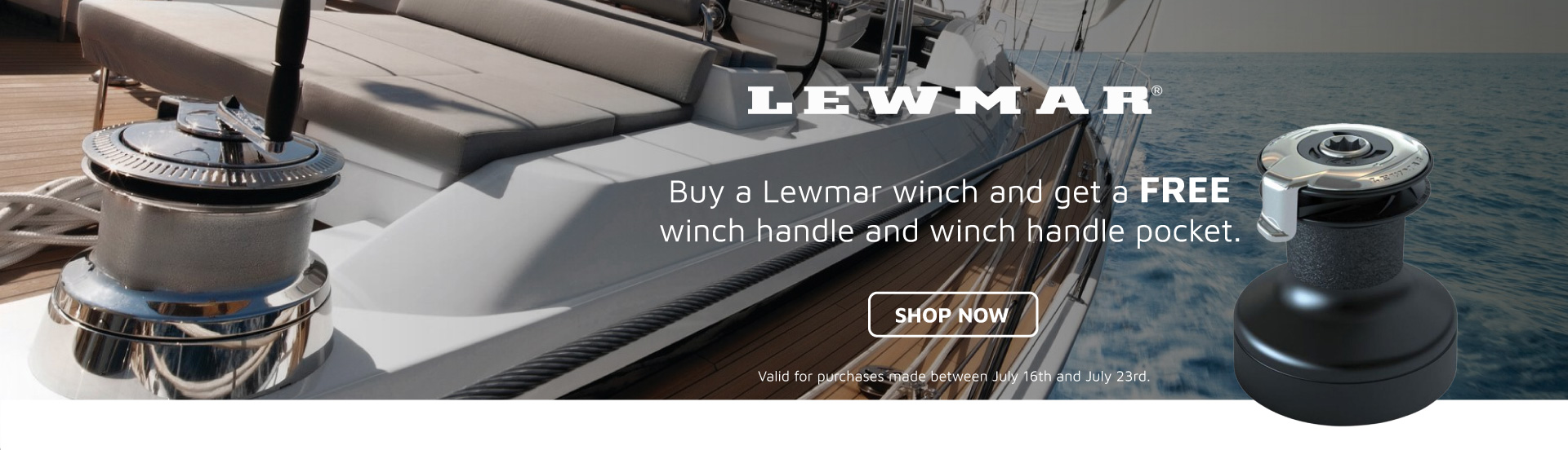 Buy Lewmar Winch and get a One Touch Handle and Winch Handle Pocket for Free